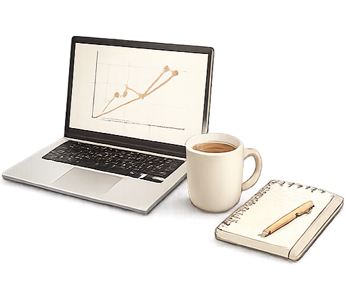 Laptop con gráfico para mentoría personalizada