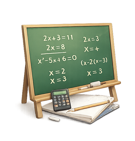 Cuaderno, calculadora y lápiz para curso de ecuaciones